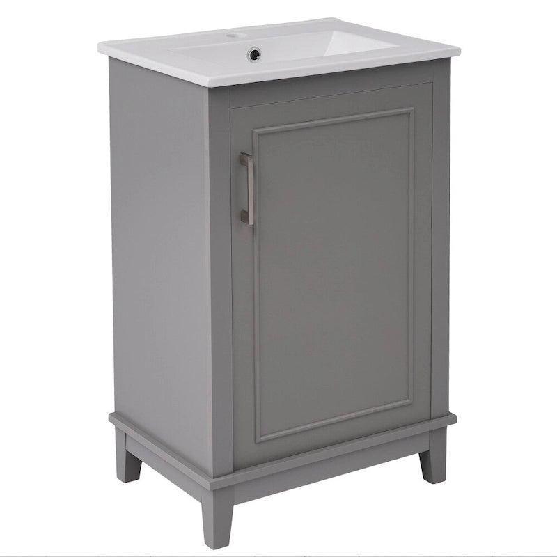 Meuble-lavabo moderne de 20 pouces pour petite salle de bain avec vasque en céramique