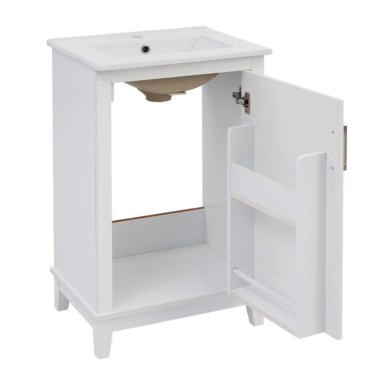 Meuble-lavabo moderne de 20 pouces pour petite salle de bain avec vasque en céramique