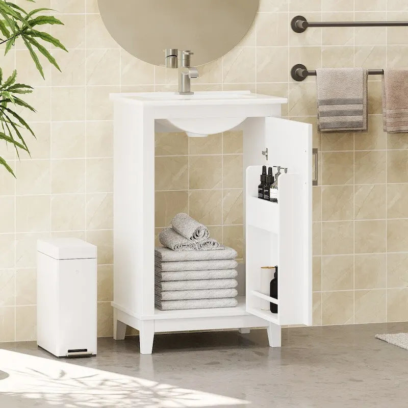 Meuble-lavabo moderne de 20 pouces pour petite salle de bain avec vasque en céramique
